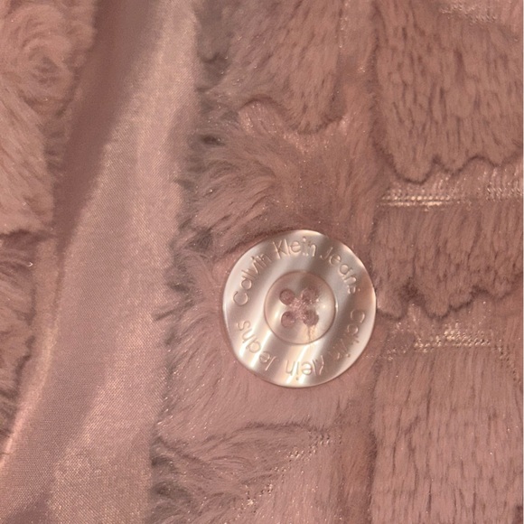 Calvin Klein Blush Pink Kids Faux Fur Coat - Picture 4 of 7